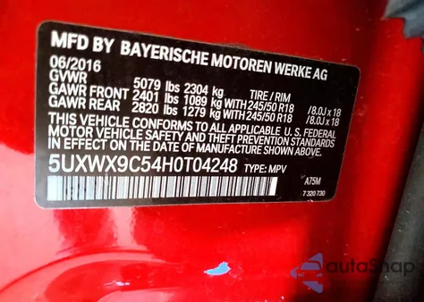 2017 BMW X3 xDrive28I z USA, uszkodzony, nr VIN 5UXWX9C54H0T04248